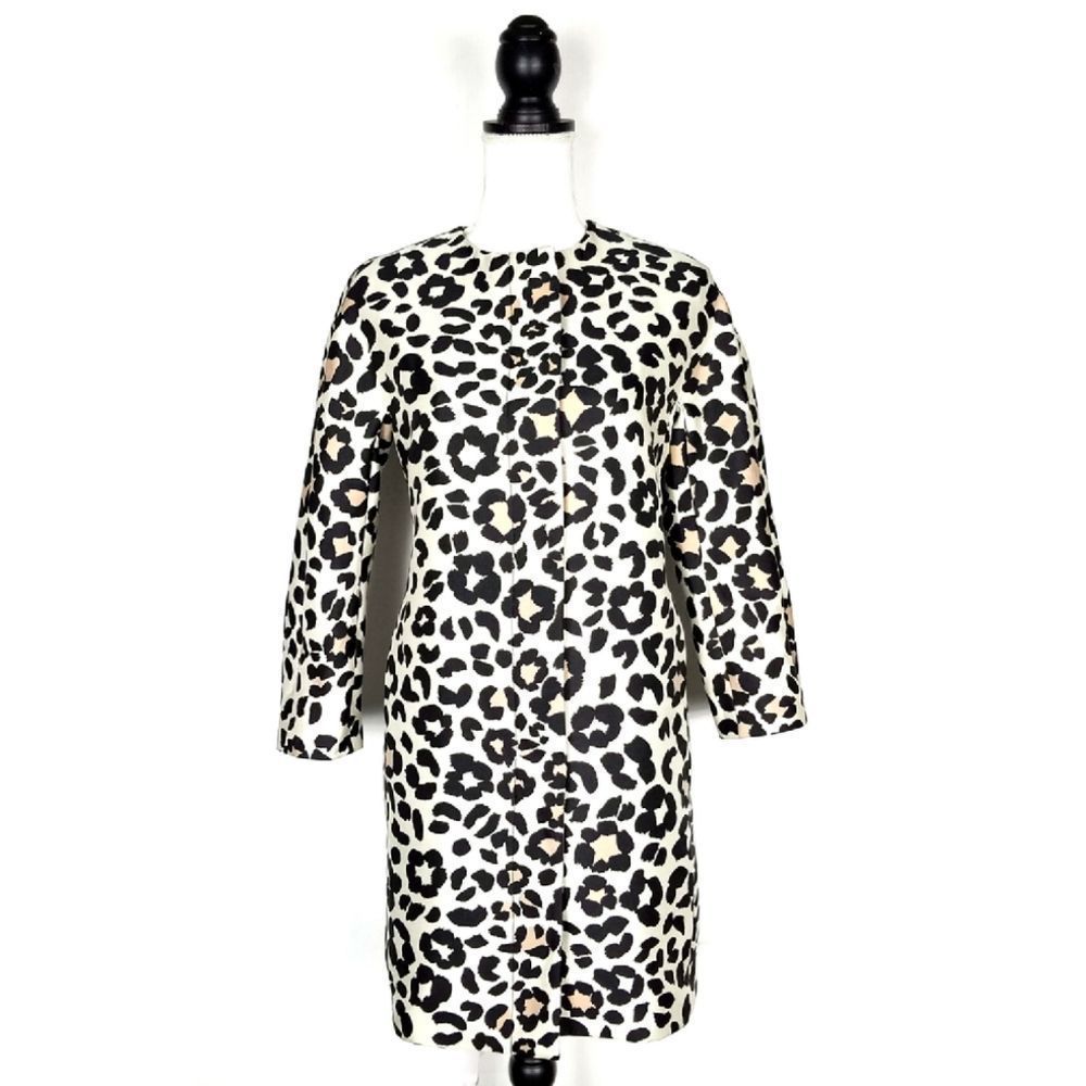 Ann Taylor Spring Leopard Animal Print Button Front Coat - Picture 4 of 13